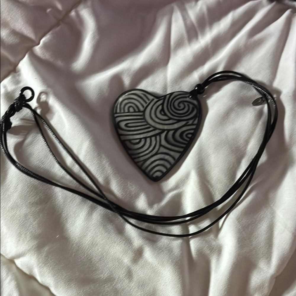 Sylca Black Madison Heart Pendant Necklace Signed